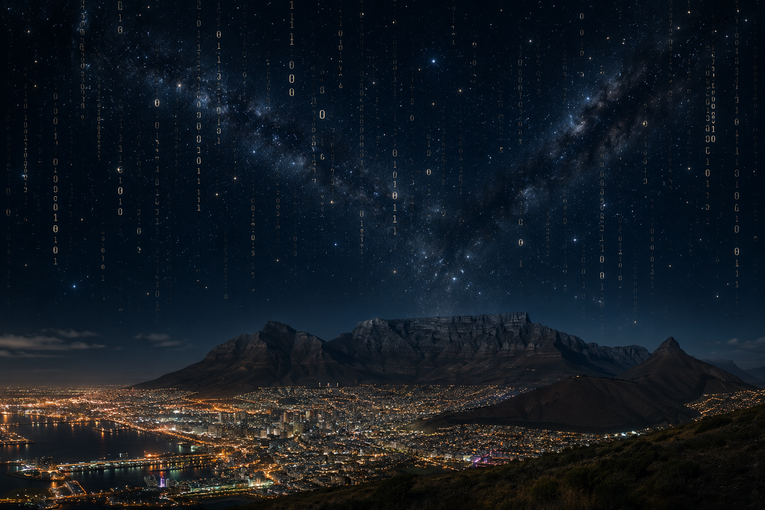 Cape Town under an astronomical digital sky